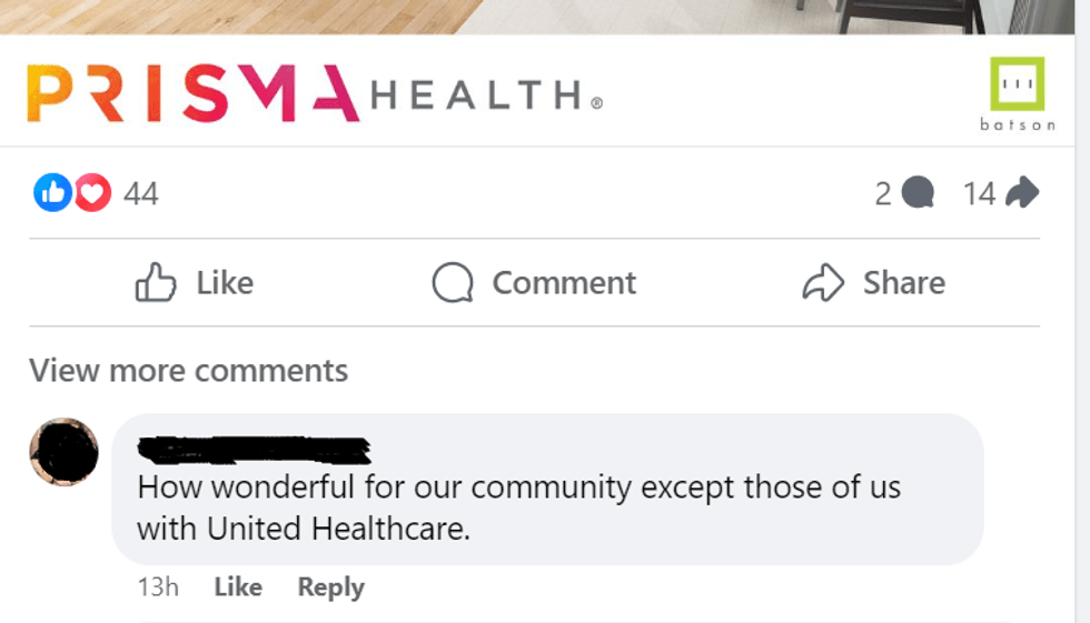 Prisma Health Facebook Page
