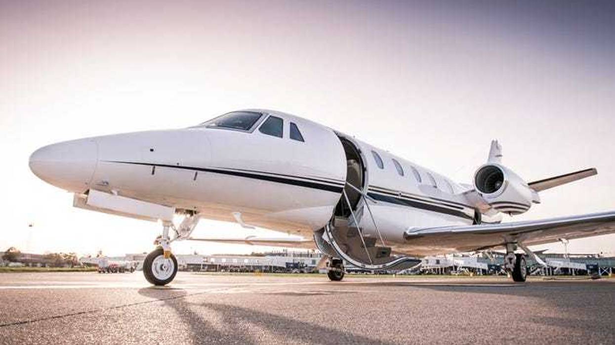 Private jet ready for boarding