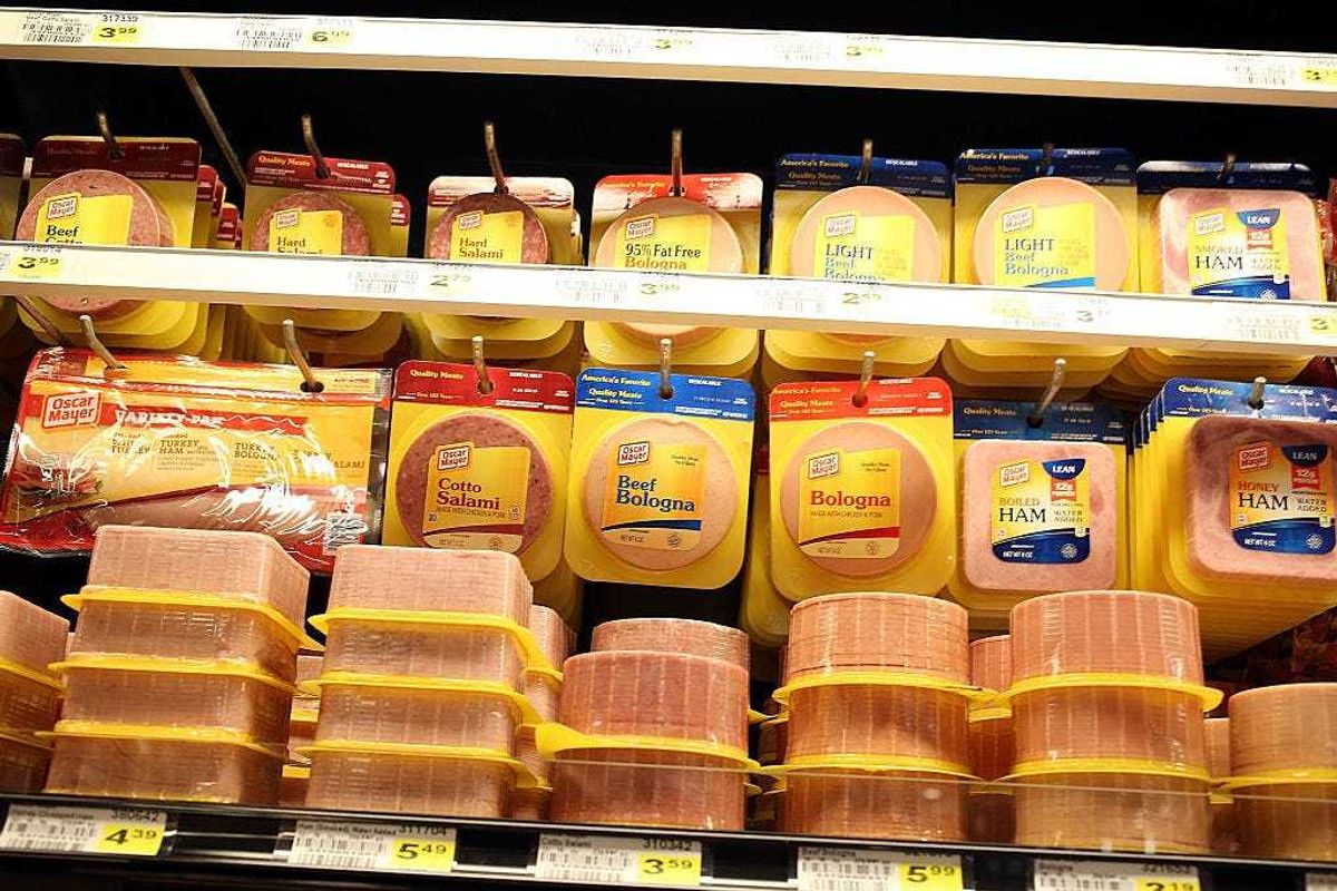 Processed meats are displayed in a grocery store on October 26, 2015 in Miami, Florida.