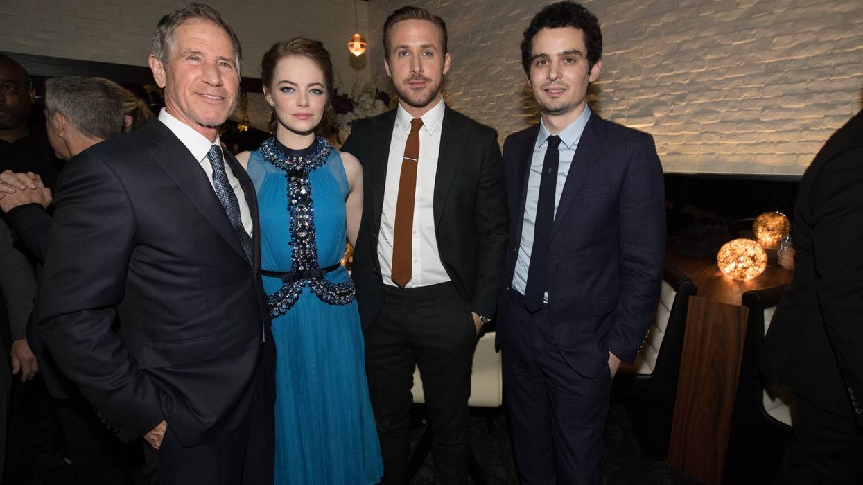 Producer Marc Platt, actors Emma Stone, Ryan Gosling, and director Damien Chazelle attend the after party of Lionsgate's 'La La Land' on December 6, 2016 in Westwood, California.