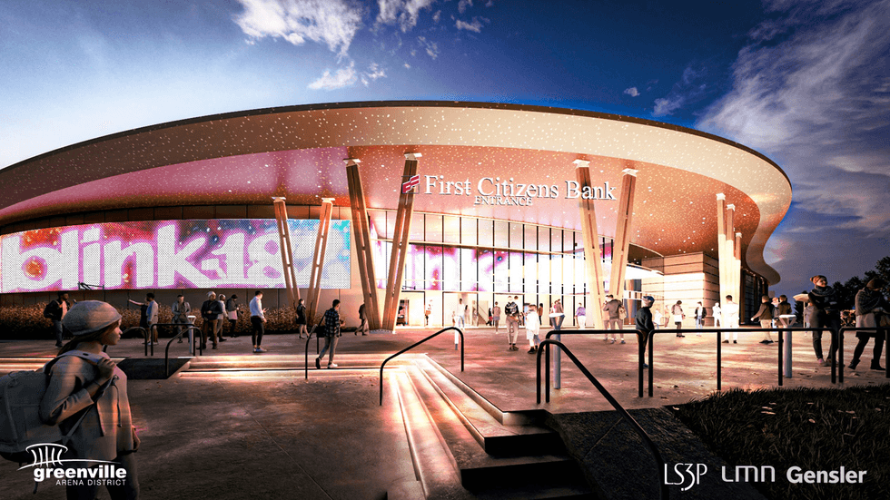 Projected example of the planned new entrance for the renovated Bon Secours Wellness Arena
