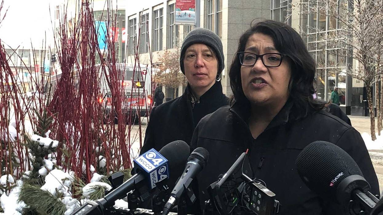 Protest in downtown Minneapolis by union leaders