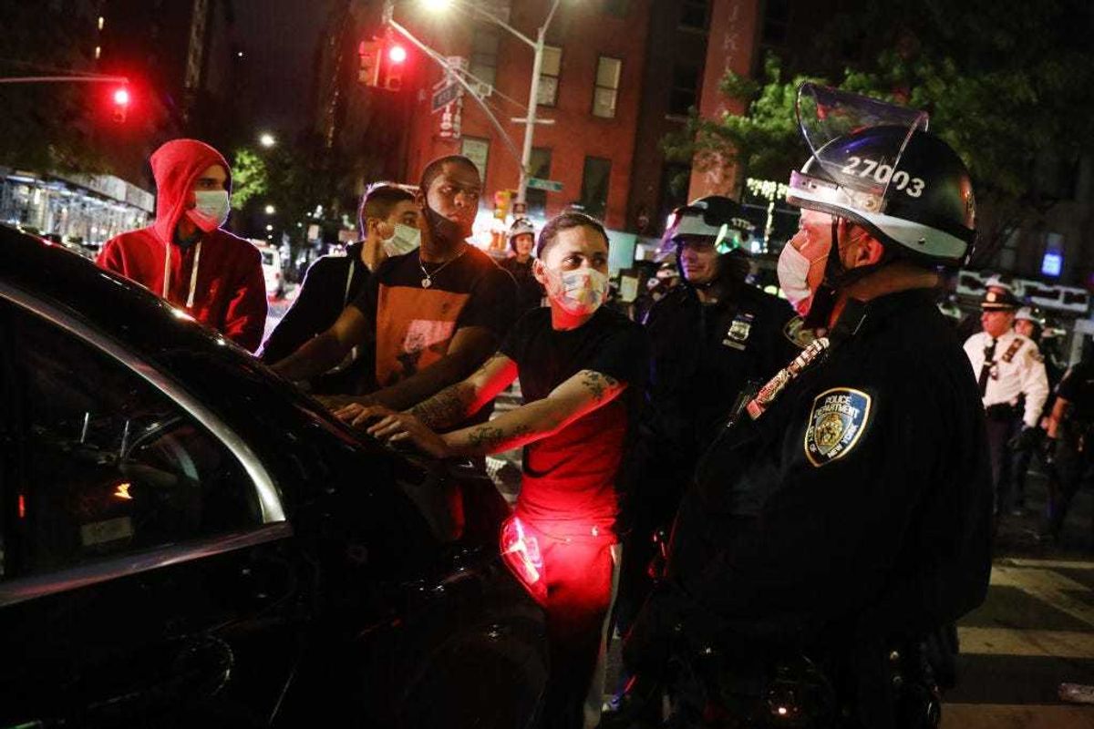 Protesters and others are arrested on a night where thousands of demonstrators again took to the streets of Manhattan to show anger at the police killing of George Floyd on June 02, 2020 in New York City. The Minneapolis Police officer ,Derek Chauvin, who was filmed kneeling on George Floyd's neck before he died has been arrsted. Floyd's death, the most recent in a series of deaths of African Americans while in police custody, has set off days and nights of protests across the country. (Photo by Spencer Platt/Getty Images)