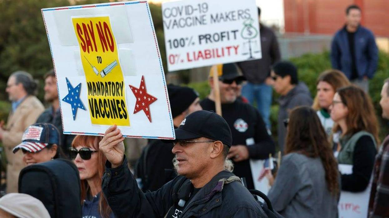 Protesters at anti-vaccination rally