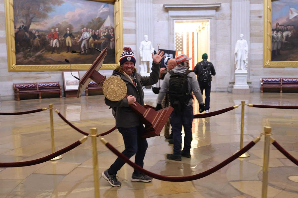 Protesters enter the U.S. Capitol Building on January 06, 2021 in Washington, DC. Congress held a joint session today to ratify President-elect Joe Biden