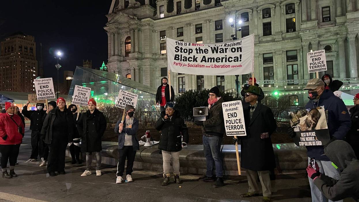 Protesters gathered Friday night at Philadelphia City Hall after the release of the video of Memphis police officers beating Tyre Nichols, who died days later.