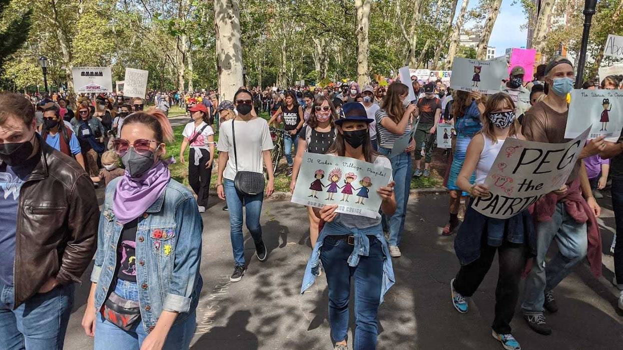 Protesters in Montclair, New Jersey