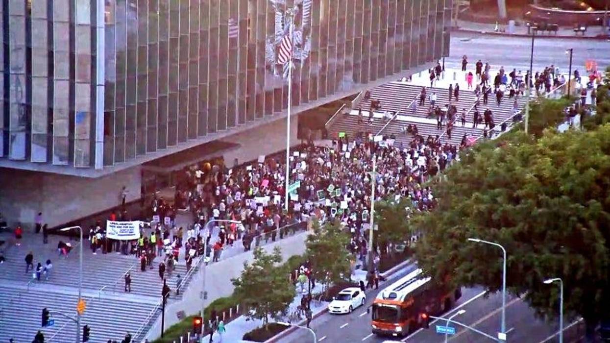 Protesters march through downtown L.A.
