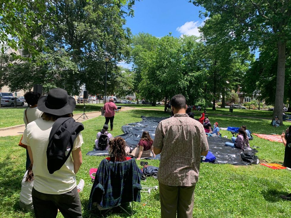 Protesters marking the one-year anniversary of tear gas being used on marchers during George Floyd protests in 2020.
