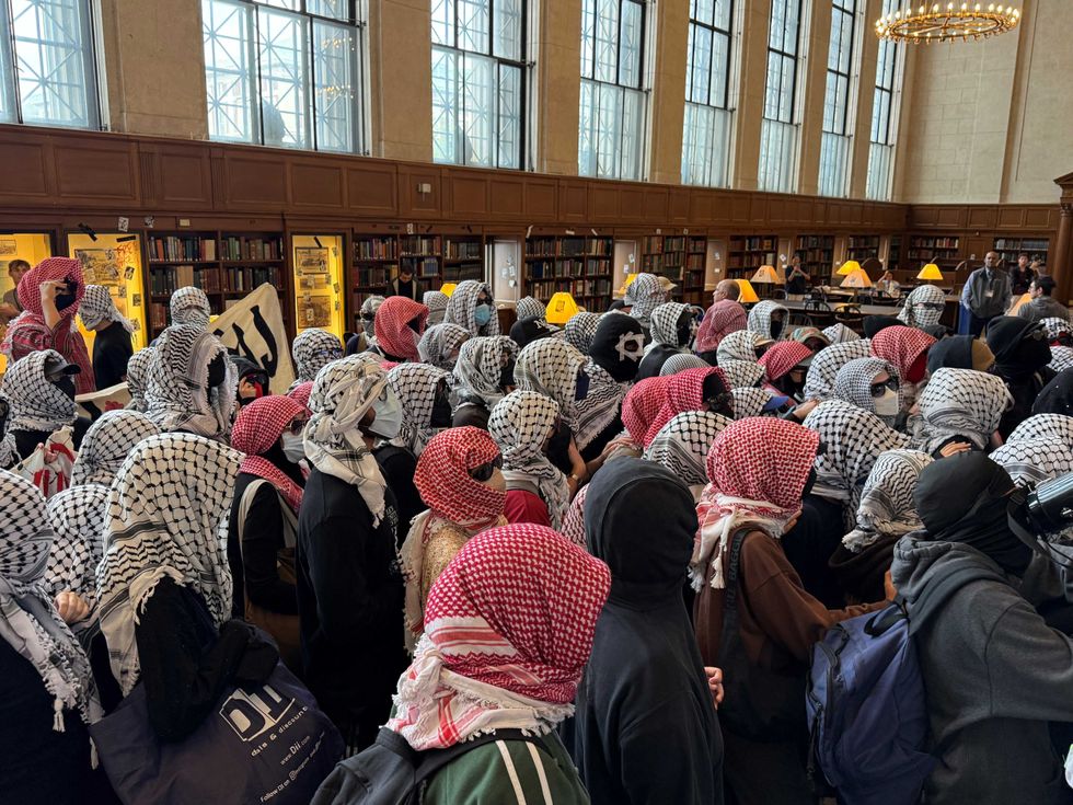 Protesters occupy Butler Library on May 7, 2025