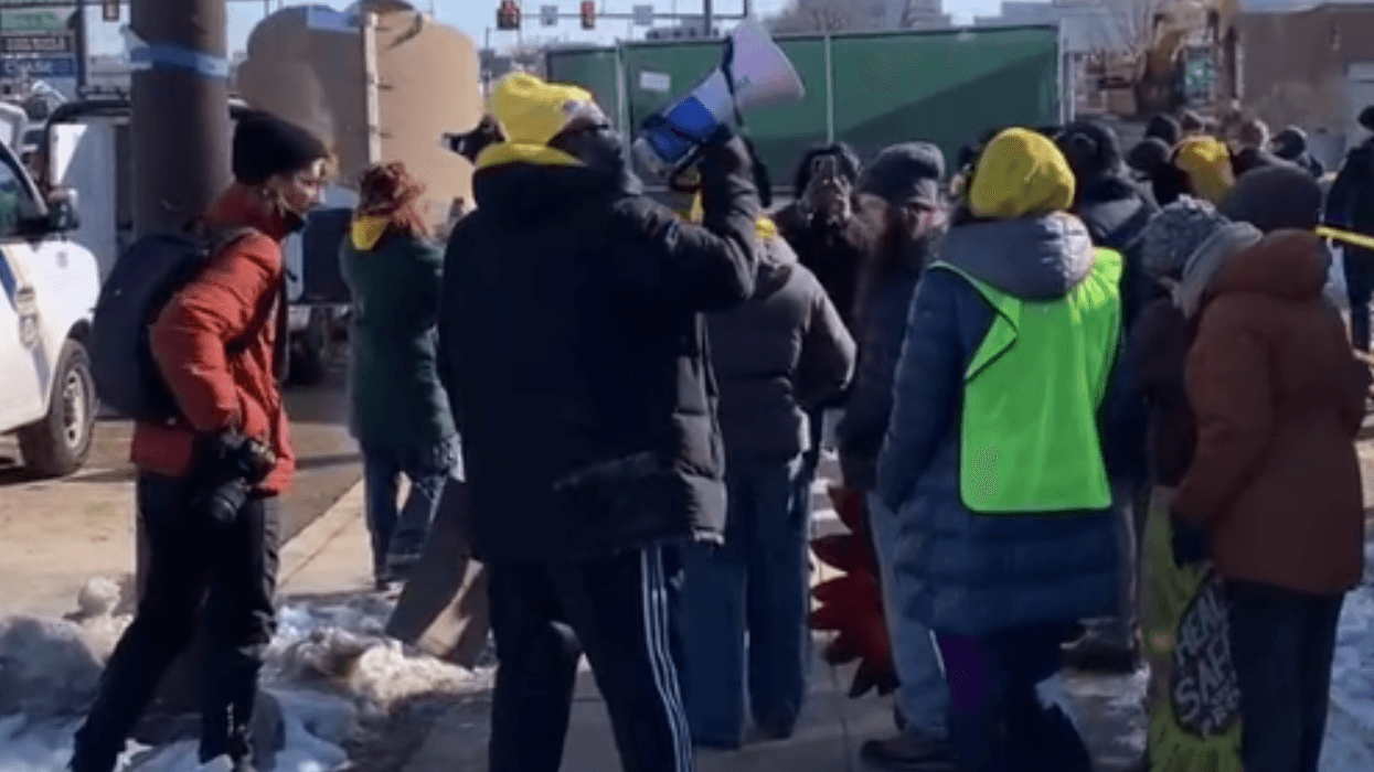 Protesters outside proposed spot for CHOP parking garage in Grays Ferry