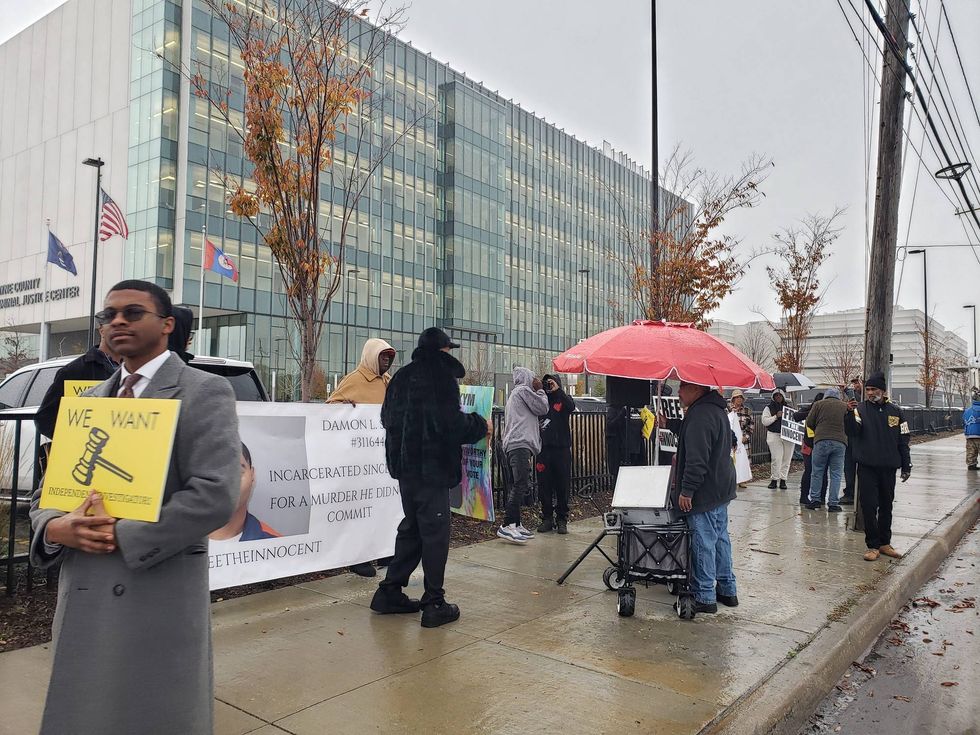 Protesters outside Wayne County Criminal Justice Center