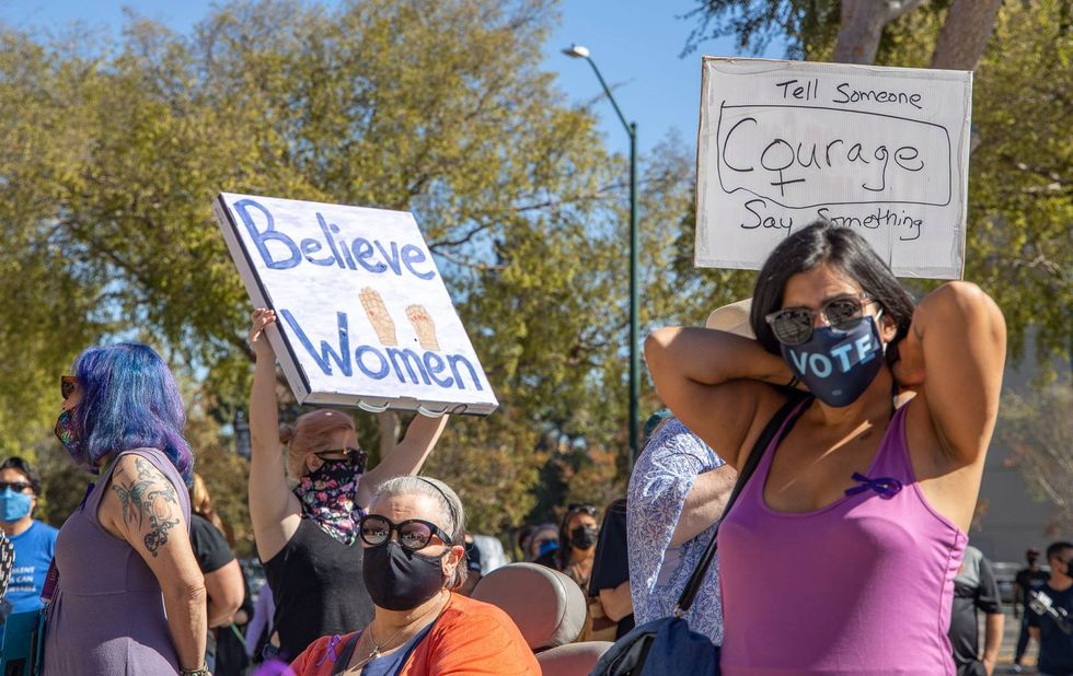 Protesters rally in front of Vallejo City Hall to recall city council member and mayoral candidate Hakeem Brown on October 18, 2020.