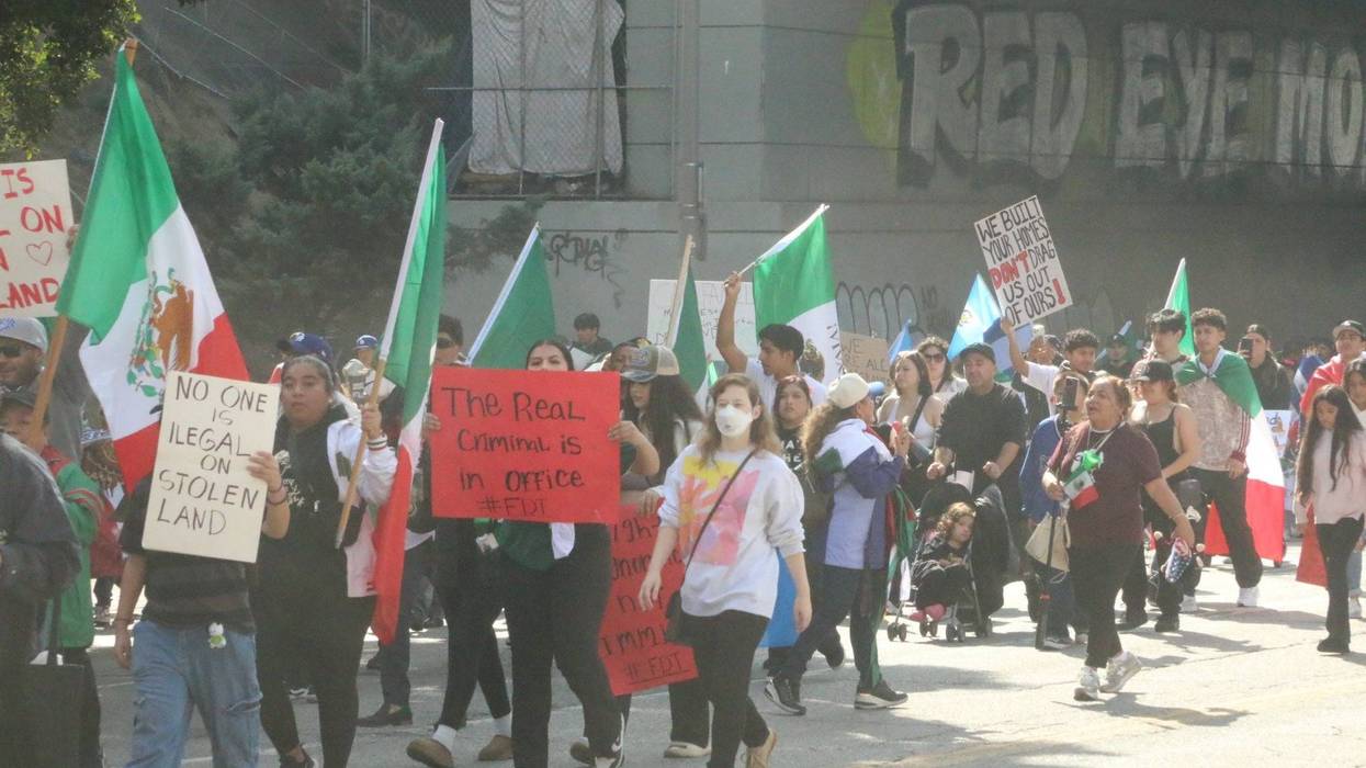 protesters with mexican flags
