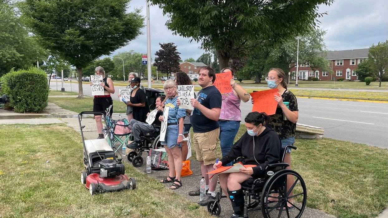 Protestors at a residence in Kenmore
