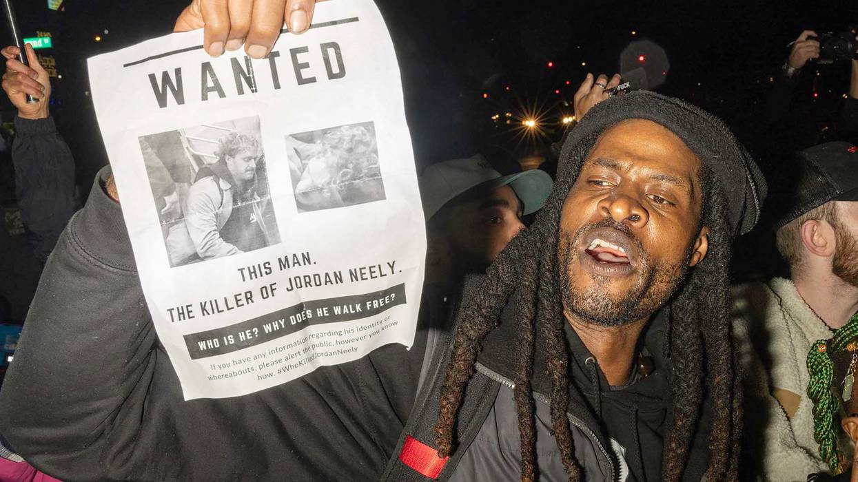 Protestors gather at Barclays Center Arena and march to the 7th police precinct to protest the New York Police Department response to the killing of Jordan Neely, in Brooklyn, New York on May 4, 2023. - New York prosecutors are investigating Neely's death on May 1 after he was put in a chokehold by a fellow rider on the city's subway, in an incident that has sparked outrage. According to witnesses the man restrained Neely, 30, after the latter started screaming at other passengers, saying he didn't have anything to eat or drink.