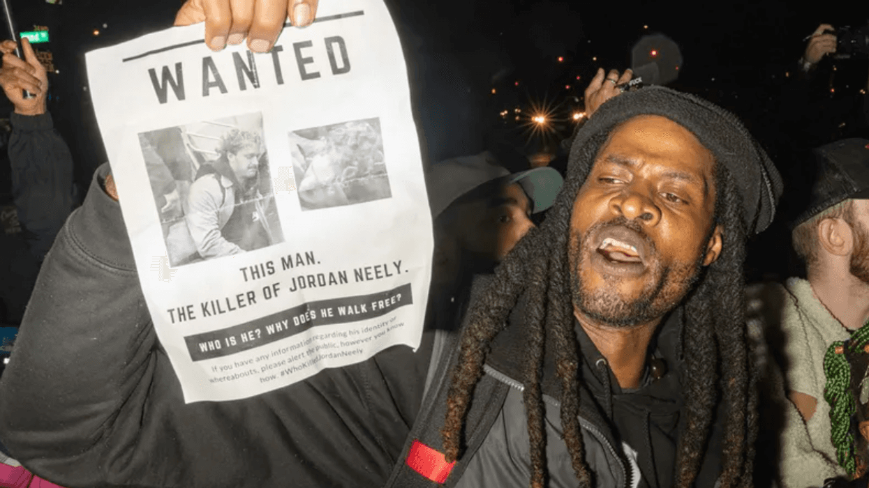 Protestors gather at Barclays Center Arena and march to the 7th police precinct to protest the New York Police Department response to the killing of Jordan Neely, in Brooklyn, New York on May 4, 2023. - New York prosecutors are investigating Neely's death on May 1 after he was put in a chokehold by a fellow rider on the city's subway, in an incident that has sparked outrage. According to witnesses the man restrained Neely, 30, after the latter started screaming at other passengers, saying he didn't have anything to eat or drink.