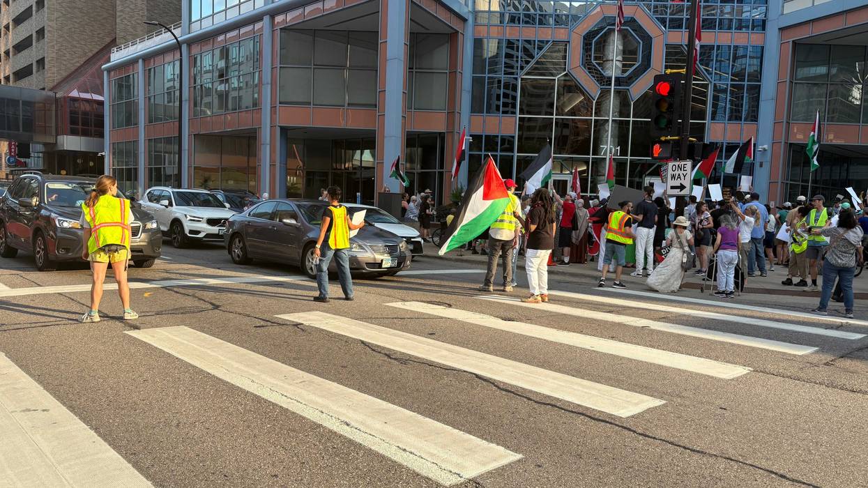 Protestors in downtown Minneapolis Tuesday afternoon calling for more aid for those suffering in Gaza as the war between Israel and Hamas rages on.