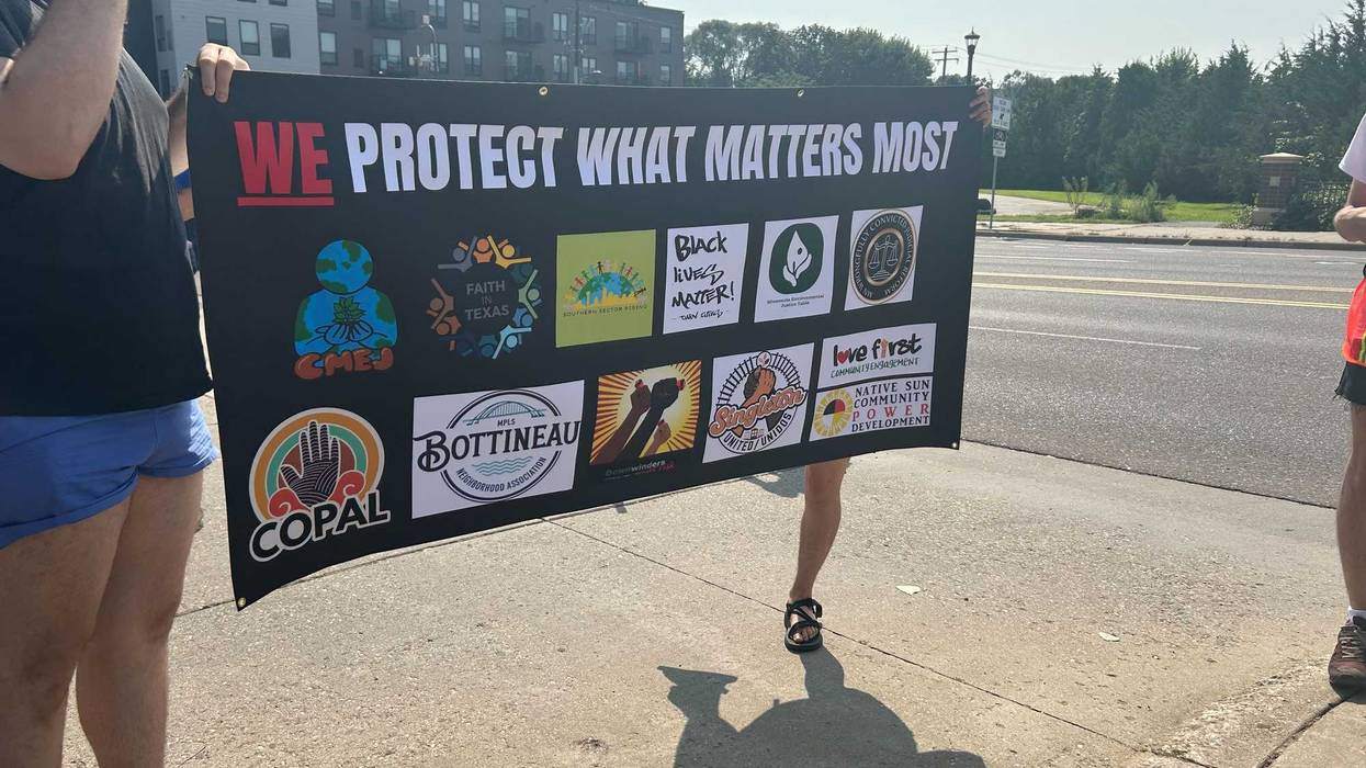 Protestors in North Minneapolis Monday.
