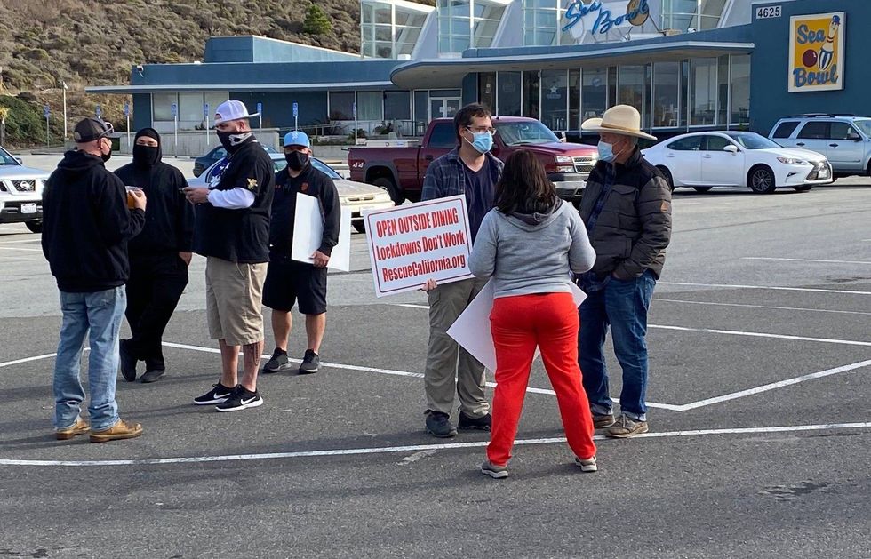 Protestors in Pacifica protesting against California
