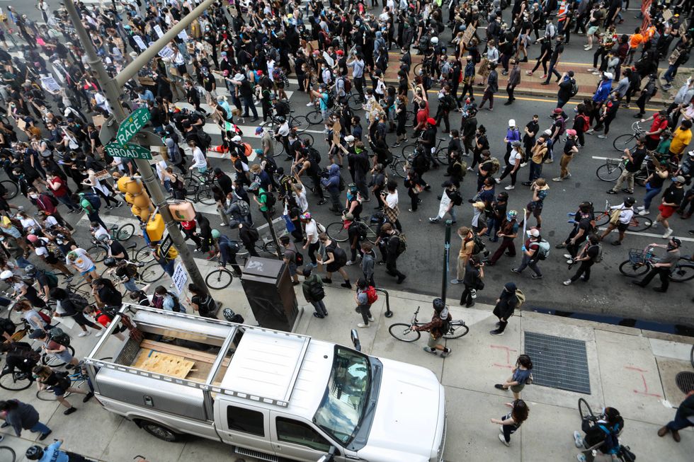 Protestors march against police violence in Philadelphia, Pa.