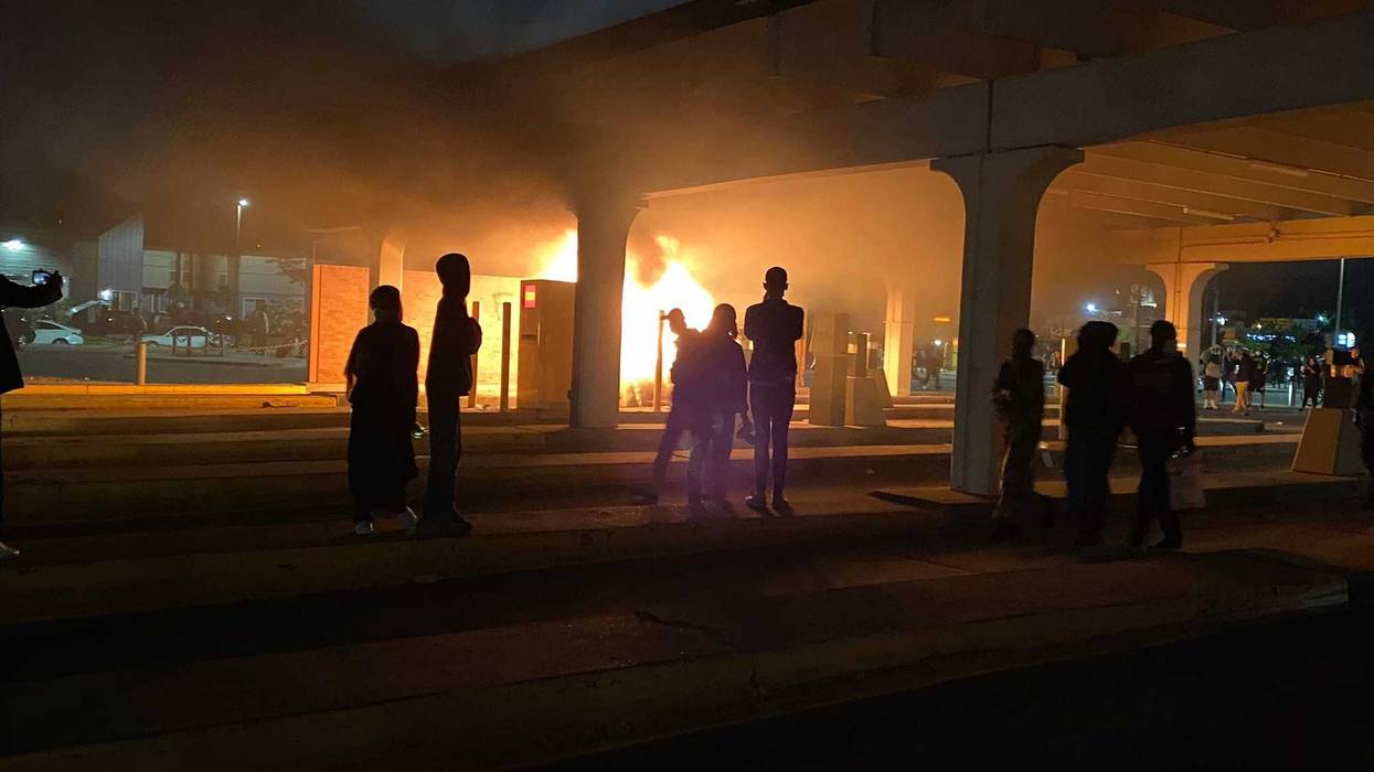 Protests Fire under bridge