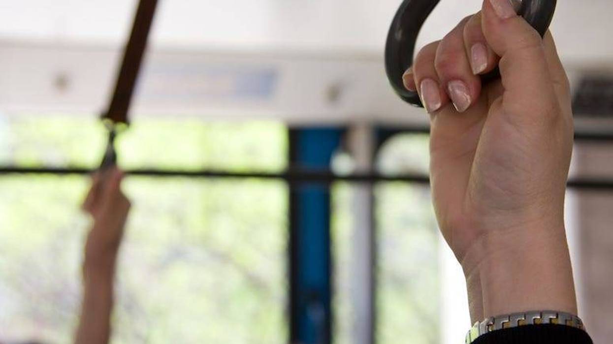 Public Transportation, Woman, Standing, Hand, Train, Bus