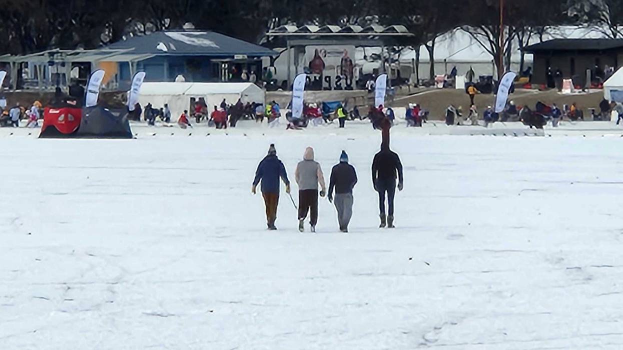 Puck-heads from around the globe are back out on the ice today in south Minneapolis for another day of the U.S. Pond Hockey Championships.