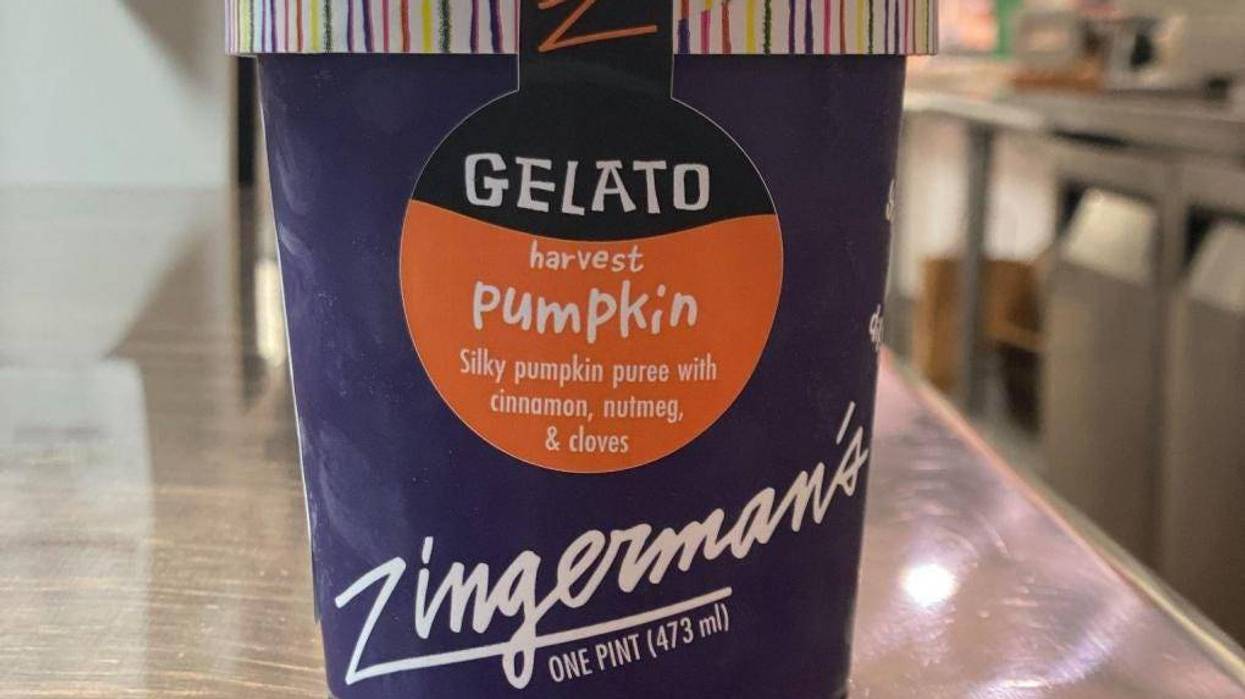 Pumpkin harvest ice cream carton.