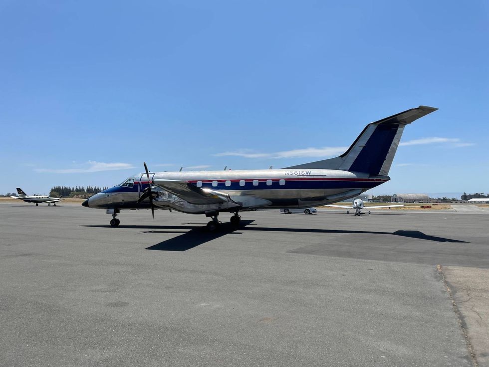Puppy plane arrives in Hayward from Tulsa, Oklahoma, on Monday, July 19, 2021.