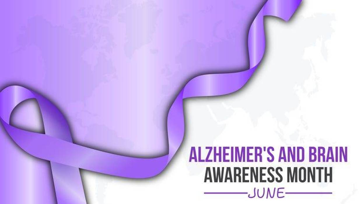 Purple ribbon commemorating Alzheimer's and brain awareness month in every June