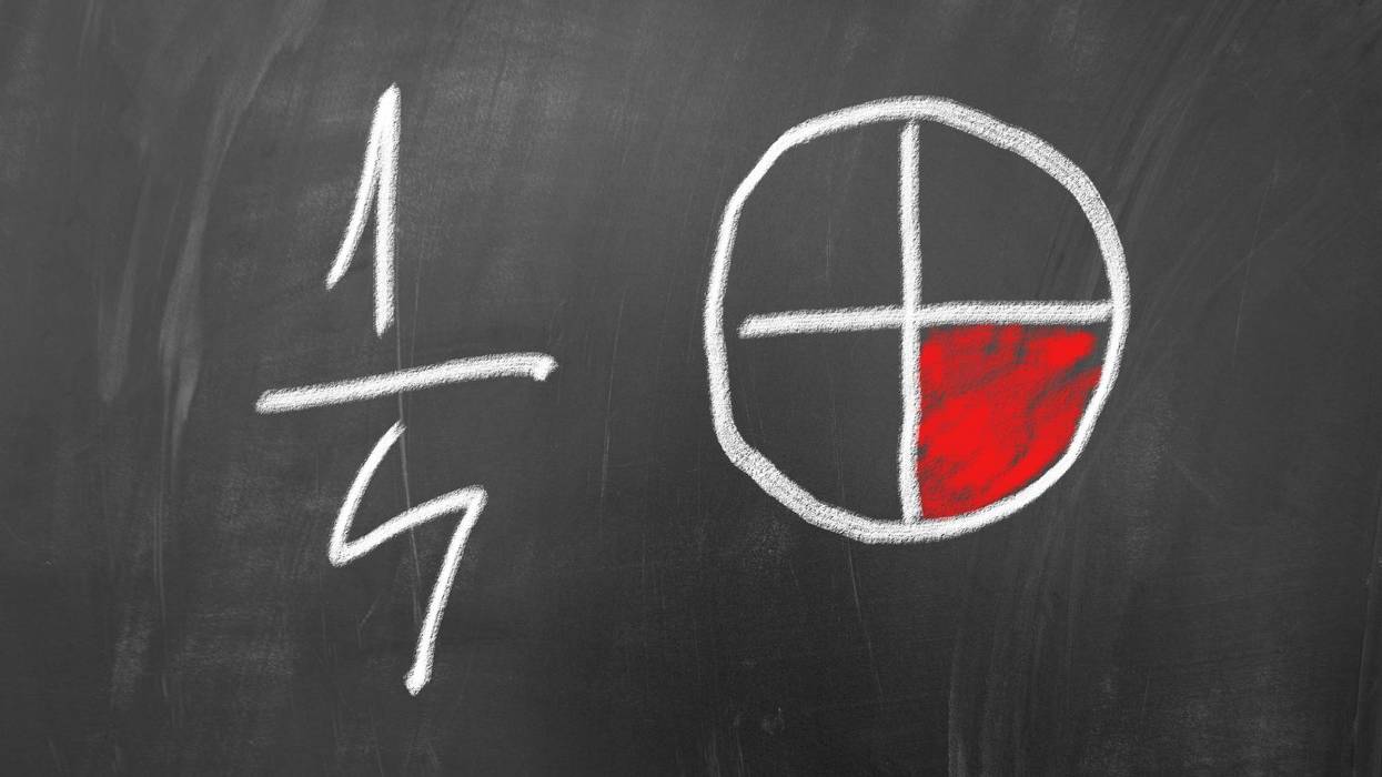 Quarter of a pie chart on chalkboard