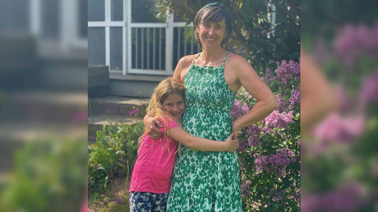 Quinn, 7, and her mother Katie Dubow.