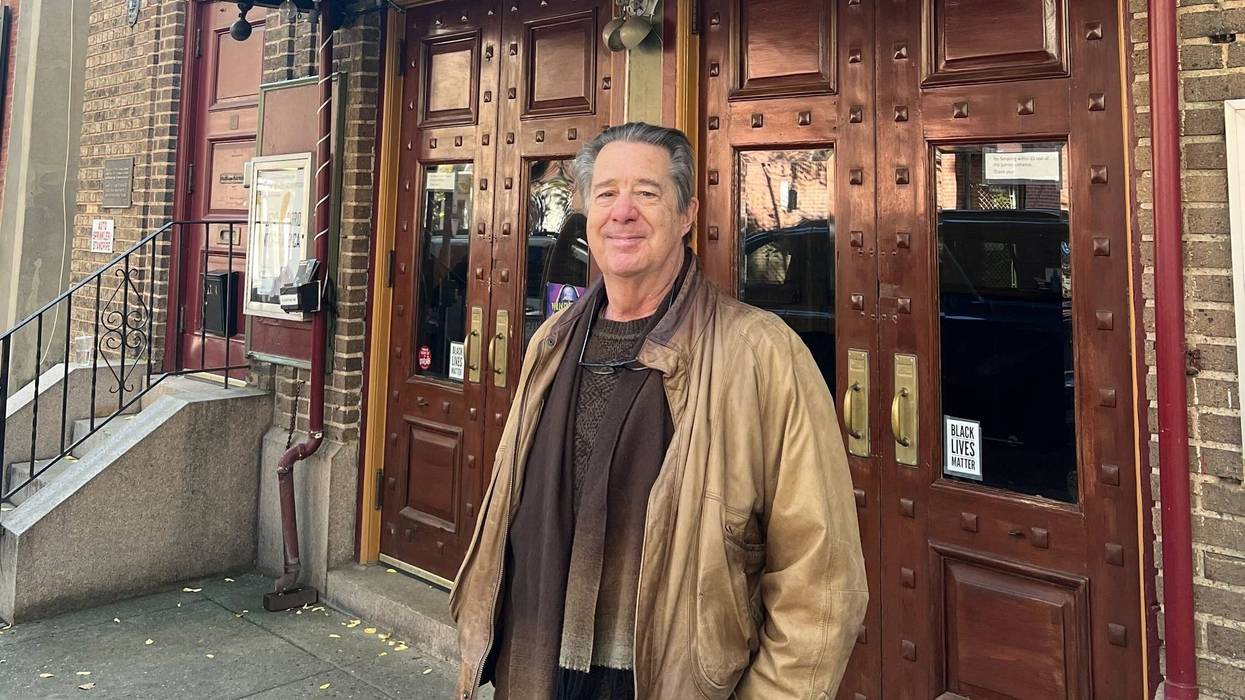 R.T. Bowersox outside Plays and Players Theater in the Rittenhouse Square neighborhood, where his new play Crossing the Veil will debut.