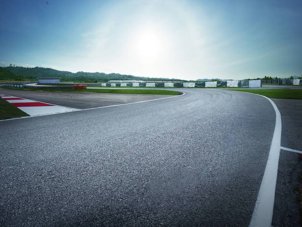 racetrack with city background , Sunset scene