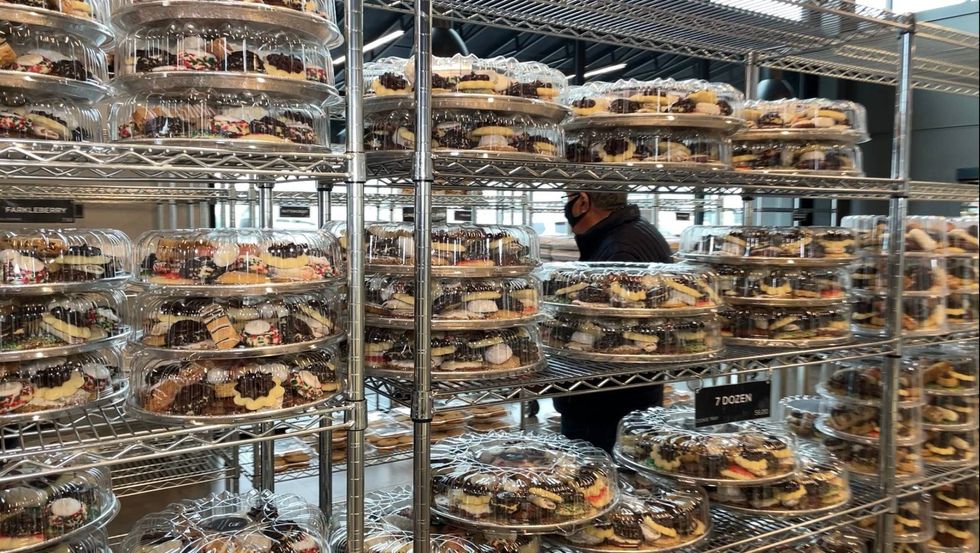 Rack of cookies at Oakmont Bakery