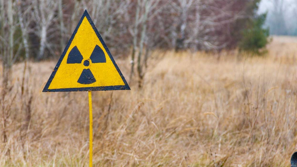 Radioactive warning sign.