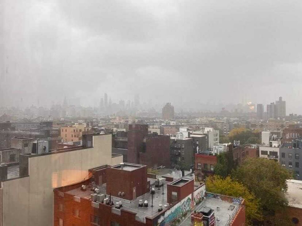 Rain and heavy clouds were in New York City on Friday
