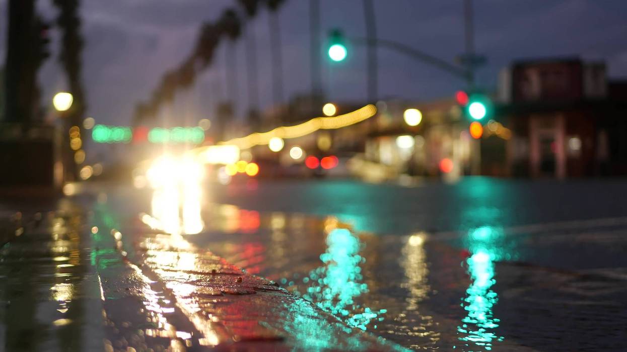rain on street