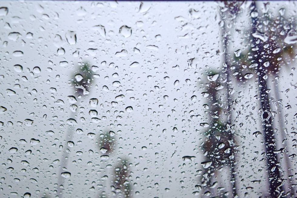 Raindrops on window.