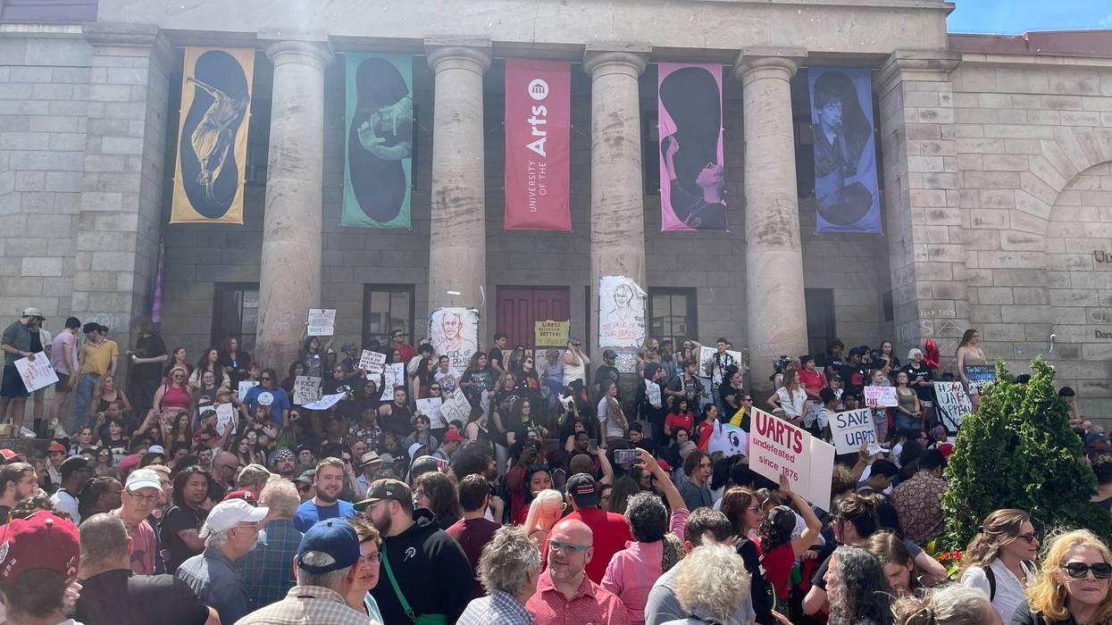 Rally at University of the Arts on Friday, June 7.