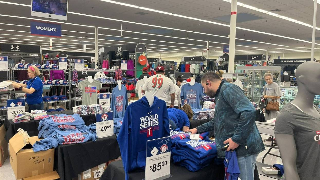 Rangers fans shop for gear on Tuesday, Oct. 24, 2023, a day after Texas defeated Houston in the American League Championship Series.