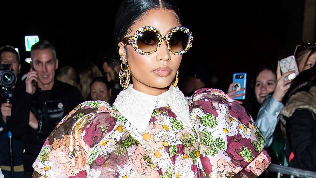 Rapper Nicki Minaj is seen leaving the Marc Jacobs Fall 2020 runway show during New York Fashion Week on February 12, 2020 in New York City.
