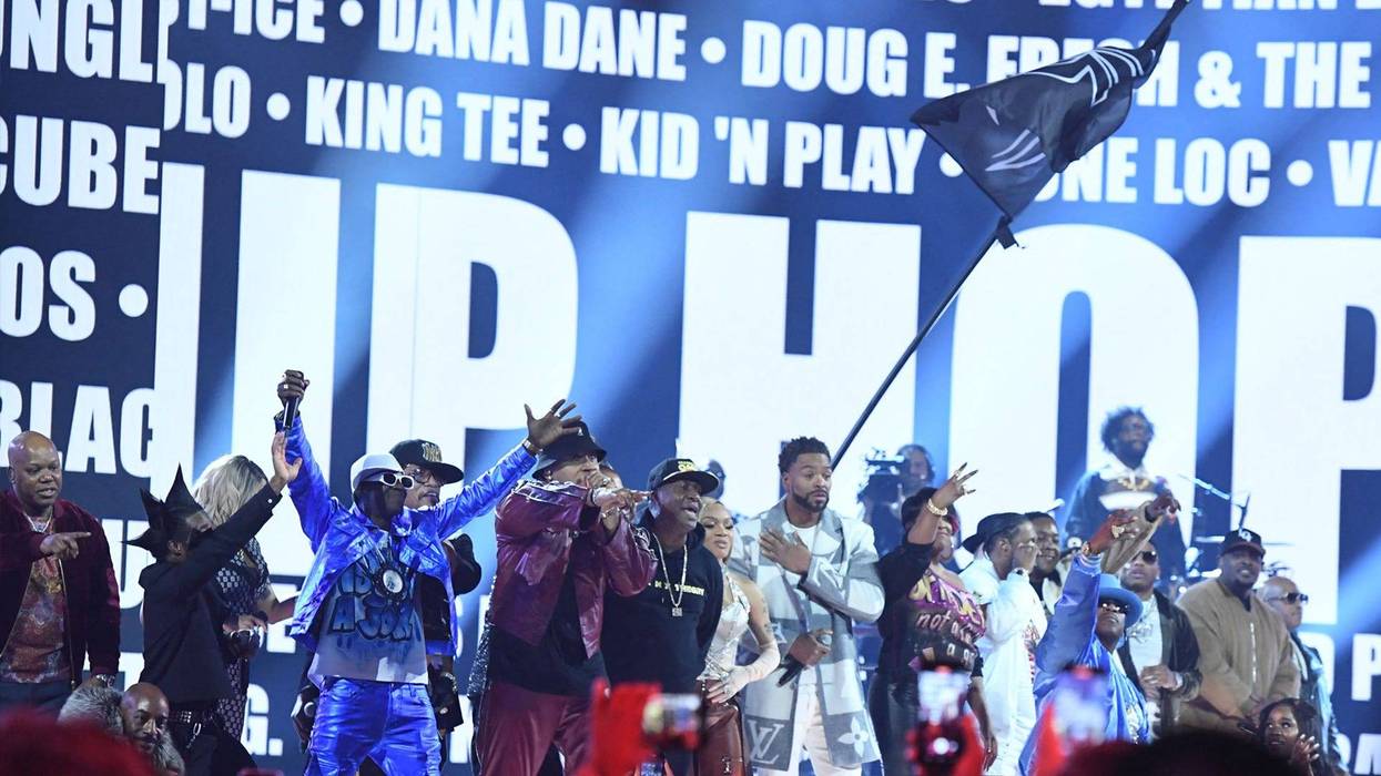 Rappers do a tribute to Hip-Hop as they perform onstage during the 65th Annual Grammy Awards