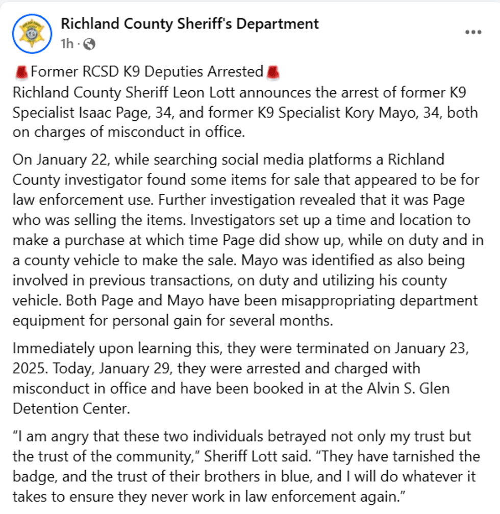 RCSO Facebook Page