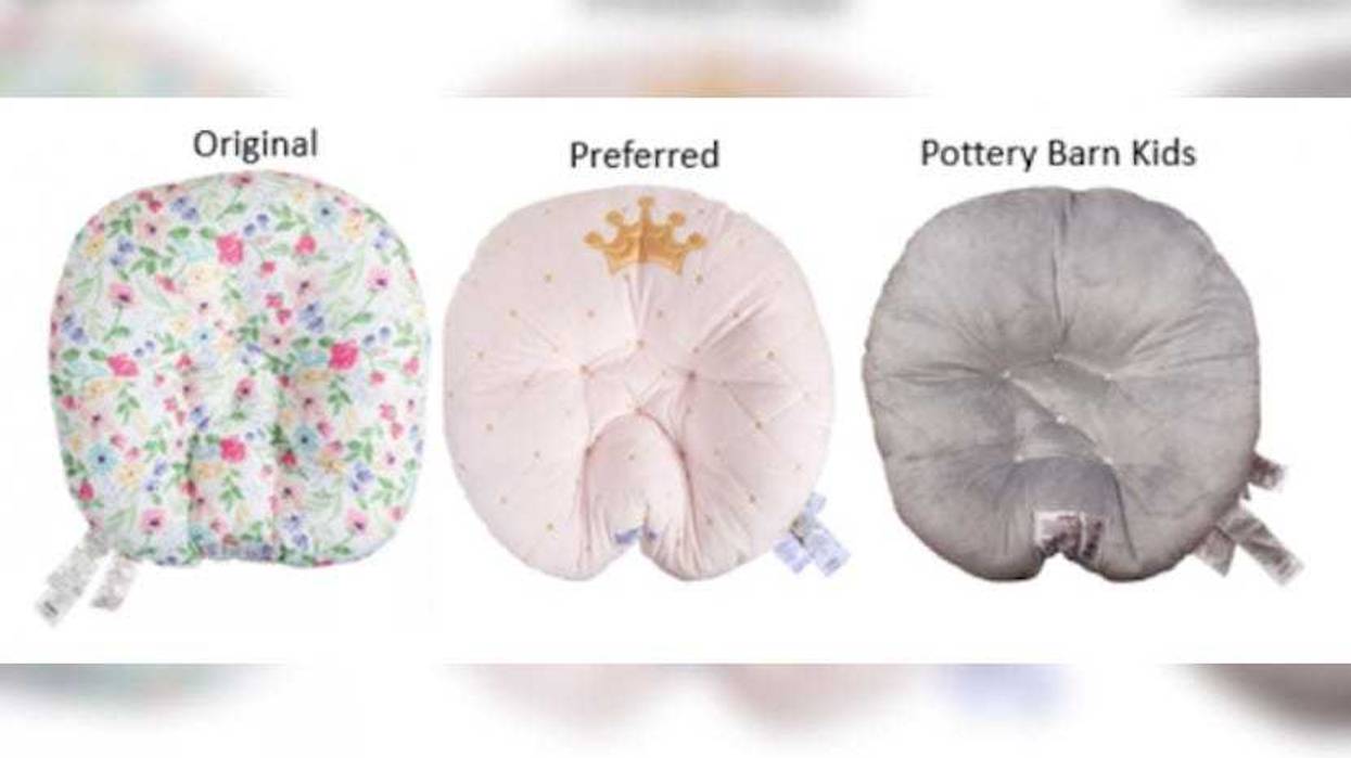 Recalled Boppy Original Newborn Lounger (left), Boppy Preferred Newborn Lounger (middle), and Pottery Barn Kids Boppy Newborn Lounger (right)
