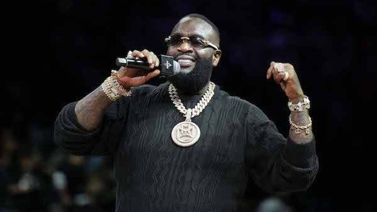 Recording artist and rapper Rick Ross performs during game one of the 2023 WNBA Semifinals between the Dallas Wings and the Las Vegas Aces at Michelob Ultra Arena