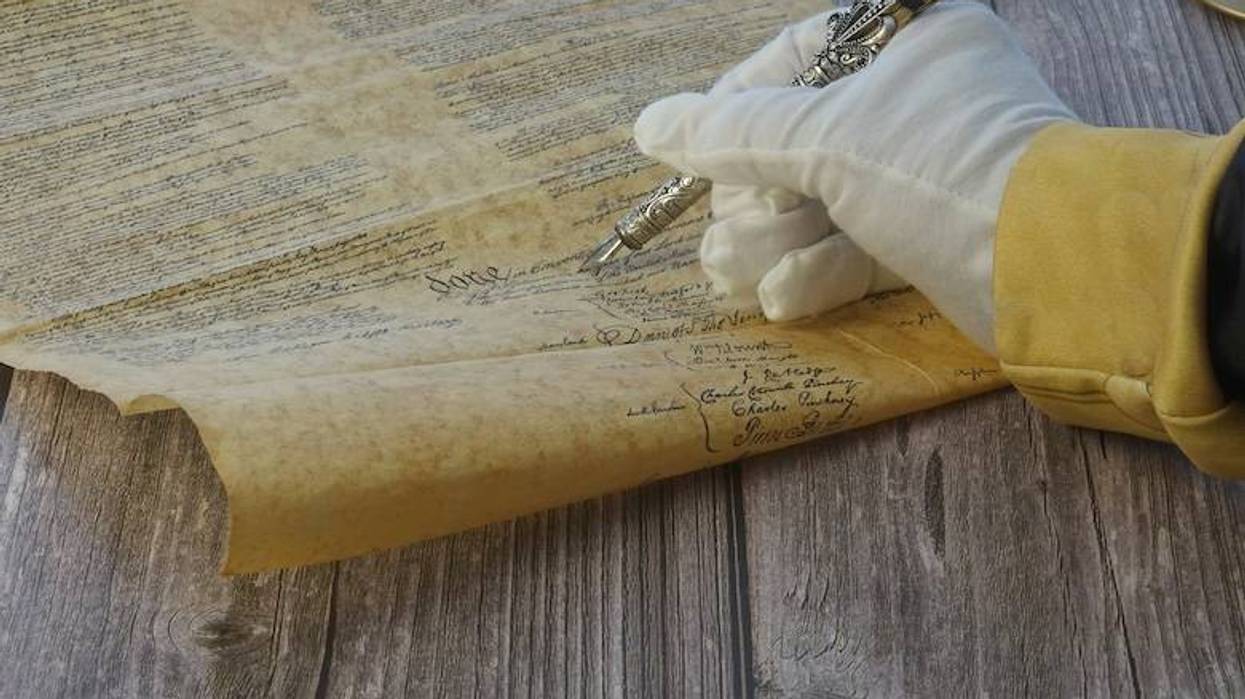Recreation of the signing of the American Constitution