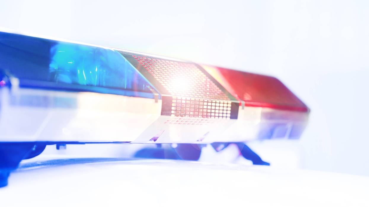Red and blue light flasher of a police car