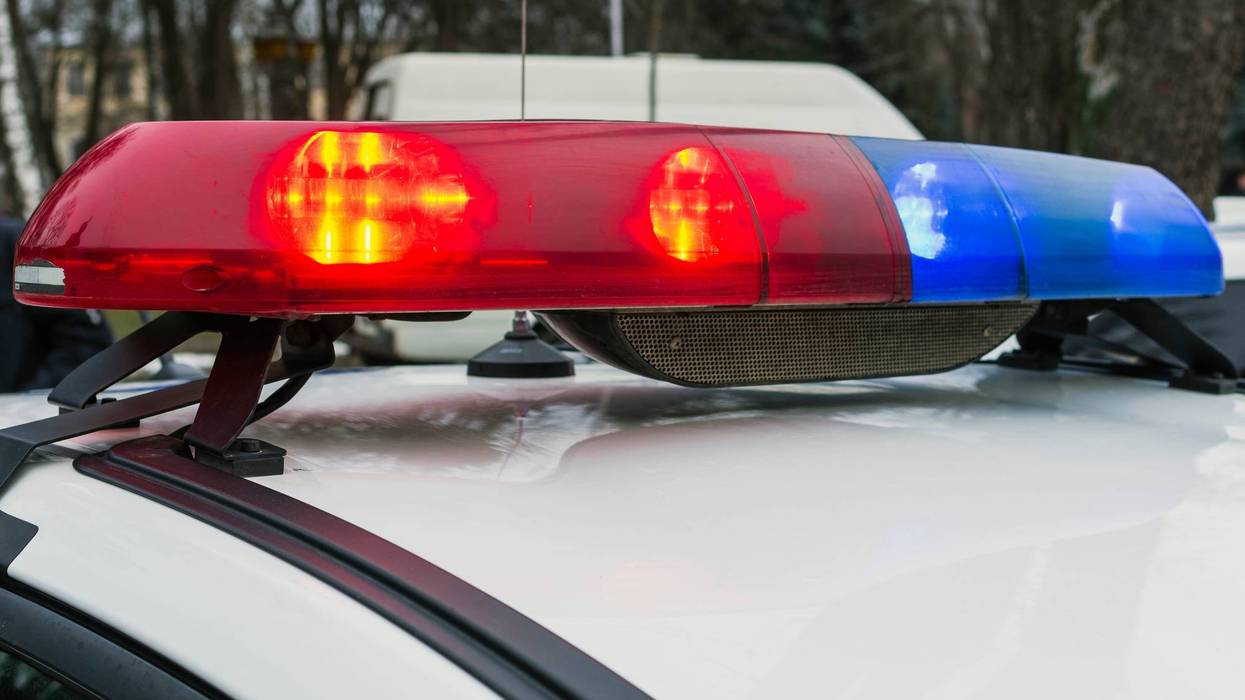 Red and blue police car lights